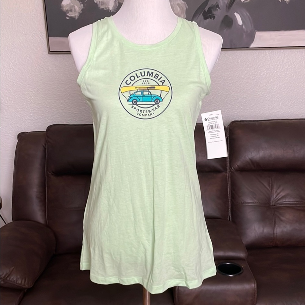 NWT Columbia Green Sleeveless Tank Top with Logo